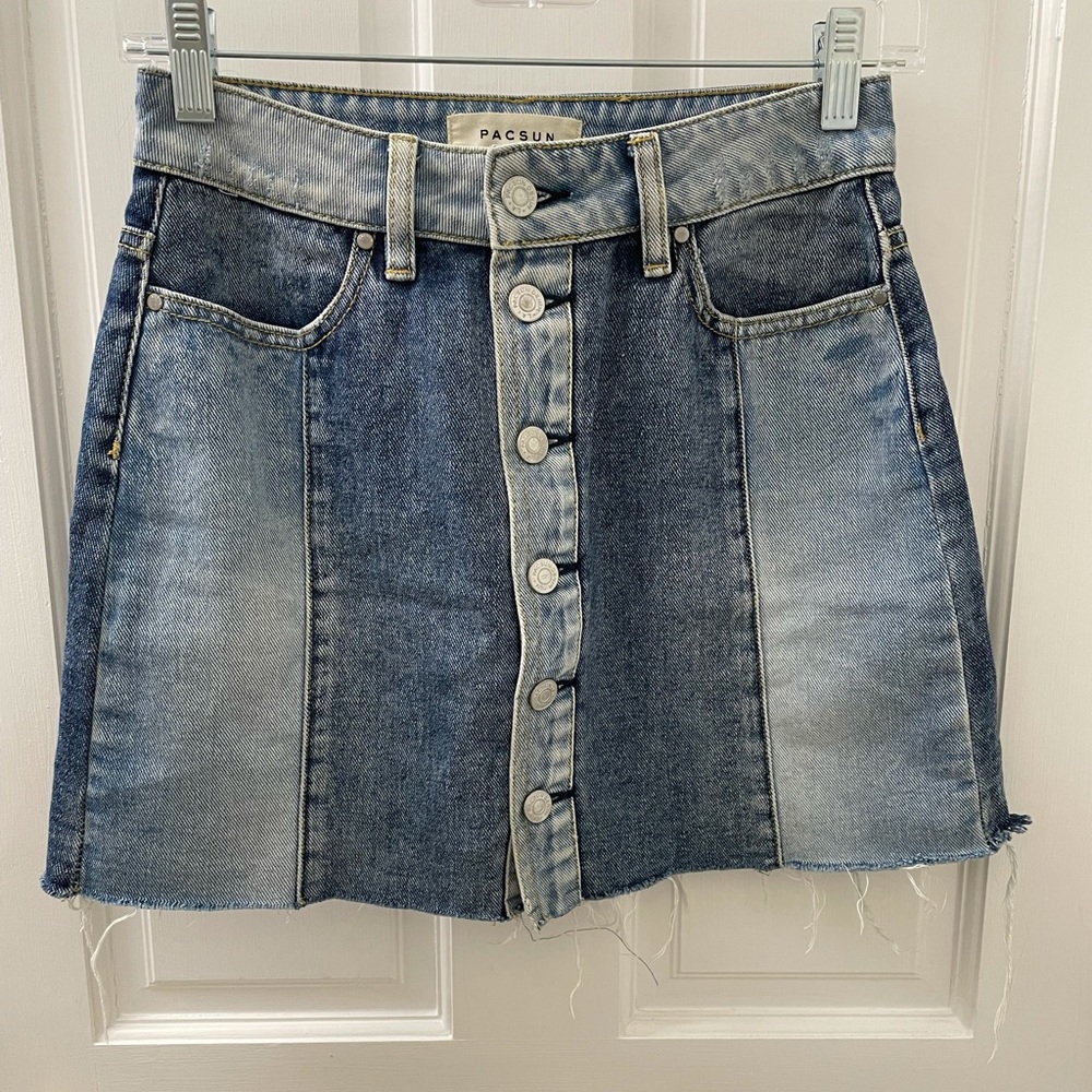 pacsun patchwork button down skirt